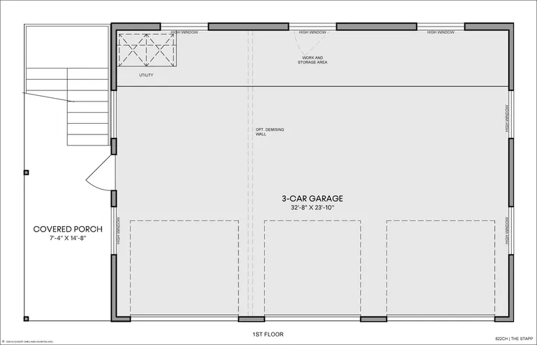 The Stapp floorplan, garage level
